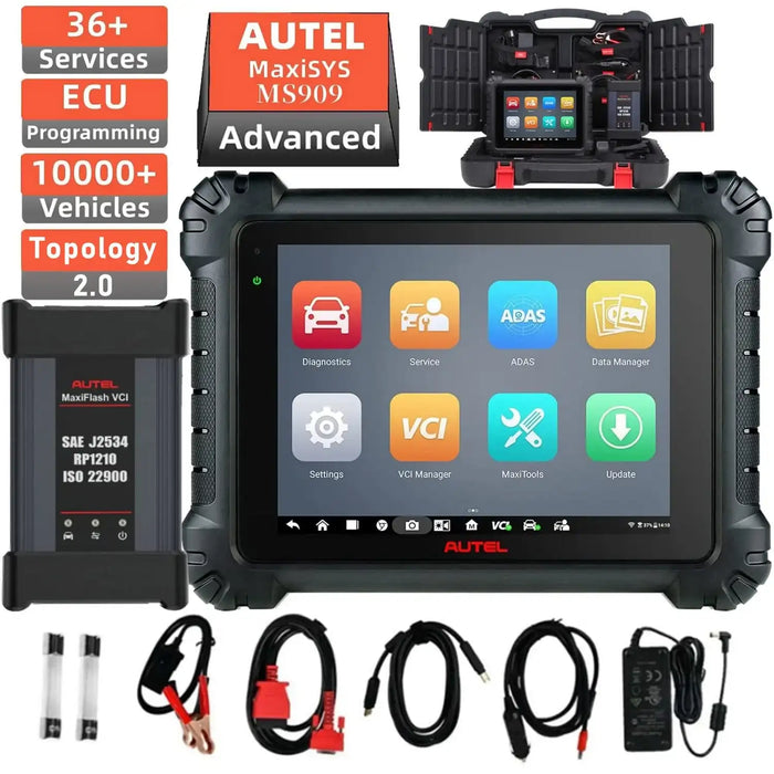 Autel MaxiSys MS909 Diagnostic Scanner with MaxiFlash VCI, J2534 ECU Programming & Coding, Bi-Directional Control, 36+ Special Services, Same as Ultra/ MS919, Free MSOAK Scope
