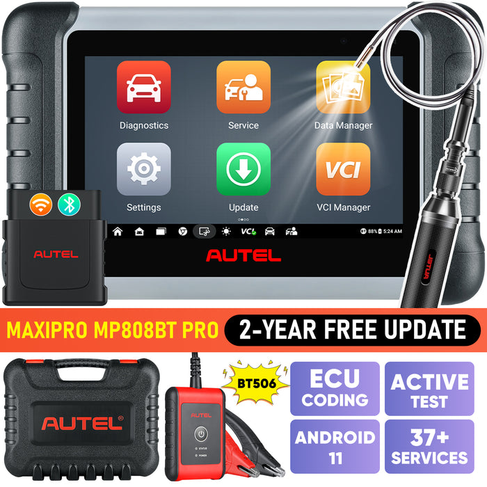 【2-Year Free Update】Autel MaxiPRO MP808BT PRO Wireless Diagnostic Scanner with MV108S & BT506