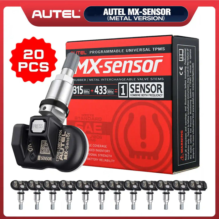 Autel MX-Sensor 20 Pack, 315MHz & 433MHz 2in1 Tire Pressure Sensors Summer Tire Exchange Universal Clamp In