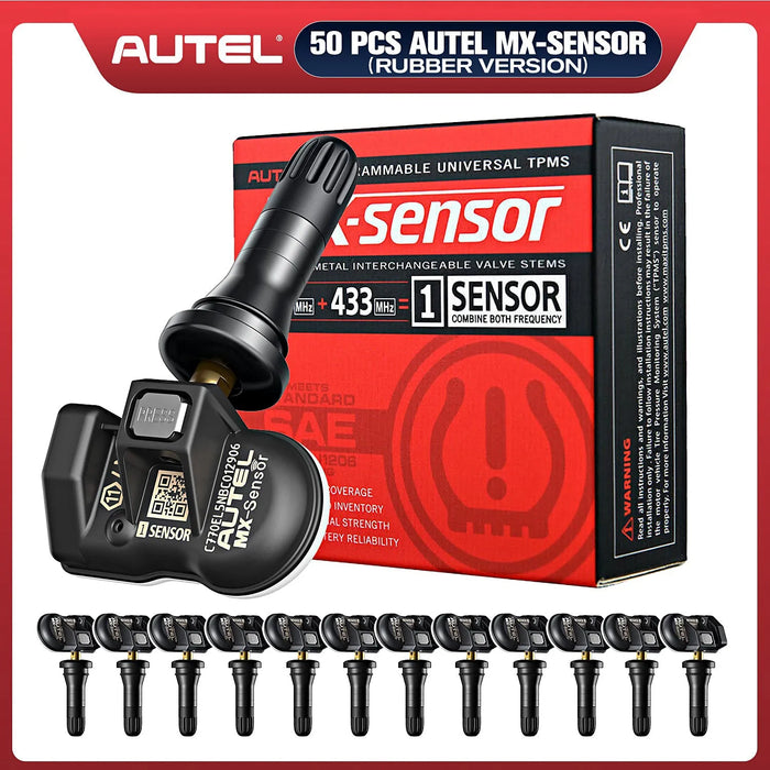 50pcs Autel TPMS MX-Sensor 315MHz & 433MHz 2in1 Tire Pressure Sensors Winter Tire Exchange Universal Clamp In