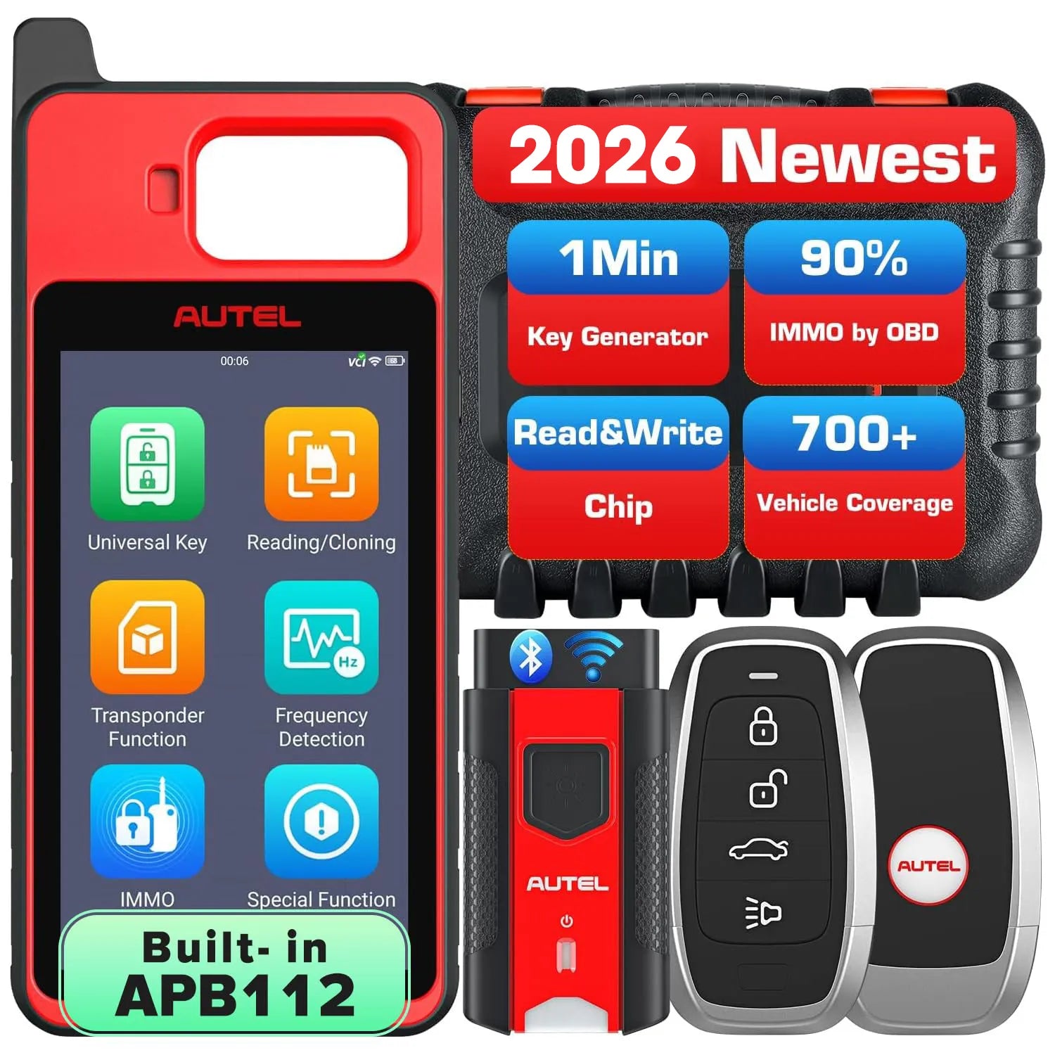 Autel MaxiIM KM100X Key Programmer for Car Key Programming, Key Addition and Lost Key Replacement Across 700+ Vehicle Models Including Toyota, Honda and Nissan