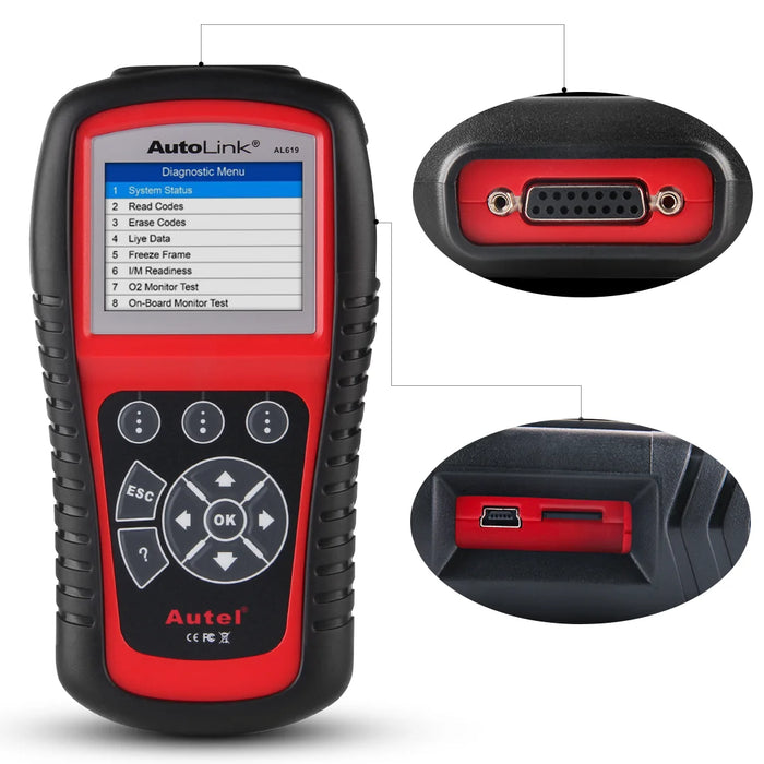 Autel AutoLink AL619 OBD2 Scanner ABS & SRS Airbag Car Diagnostic Scan Tool, Advanced Ver. of AL519/ ML519 Code Reader