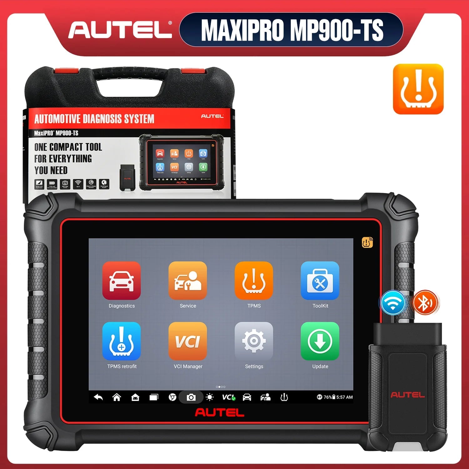 Autel MaxiPRO MP900TS Advanced TPMS Relearn Reset Programming Tool Diagnostic Scanner, 8'' Screen All System Diagnostic, Pre & Post Scan, DoIP CAN FD Protocols Supported, Upgraded Ver. Of MP808Z-TS/MP808TS