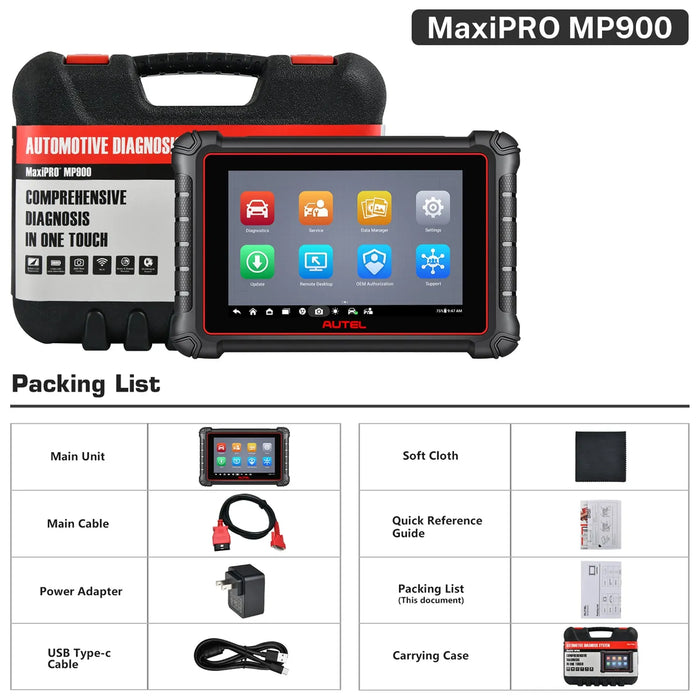 2025 Newest Autel MaxiPRO MP900 / MP900E OBD2 Diagnostic Scanner ECU Coding, All System Diagnostic, Pre & Post Scan, DoIP CAN FD Protocols Supported, Upgraded Ver. Of MP808S