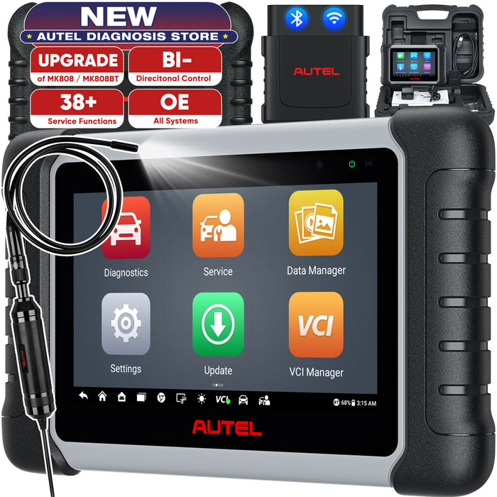 Autel MaxiCOM MK808BT PRO OBD2 Diagnostic Tool Full Bi-directional Control Scanner, All System Diagnostics, 38+ Services, FCA Autoauth, Upgraded Ver. Of MK808BT/MK808/MX808 Scanner