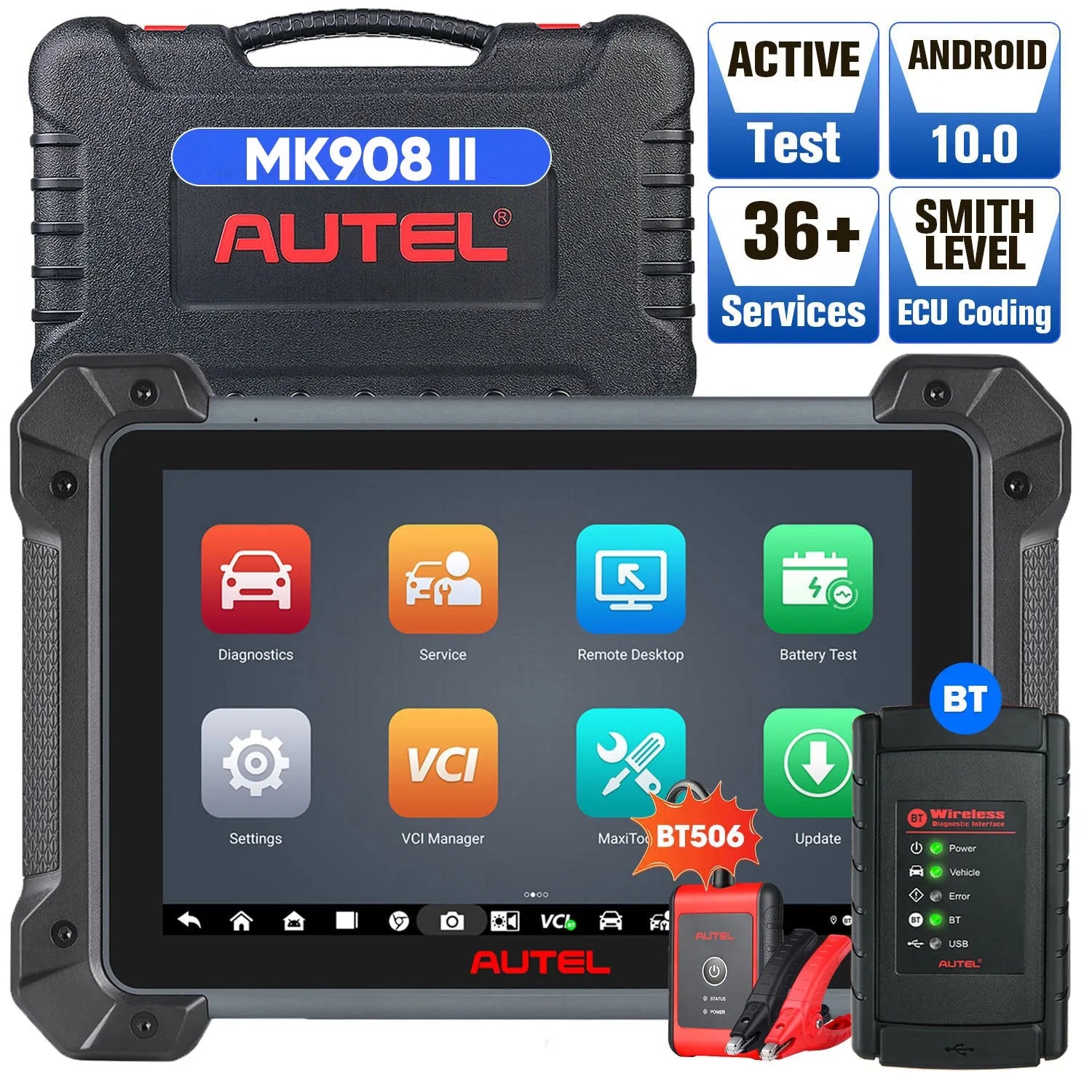 Autel MaxiCOM MK908 II 2025, OE-Level Full Systems Diagnostic Tool With Advanced ECU Coding, Support Bi-Directional Control, 36+ Maintenance Services, AutoScan 2.0, Upgraded Version of Autel MK908/MS908