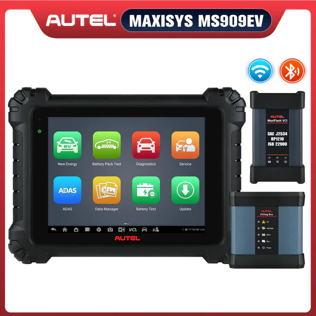 Autel Maxisys MS909EV Intelligent EV Diagnostics Scanner with MaxiFlash VCI/J2534, High-Voltage System & Battery Pack Diagnostics, ECU Programming & Coding, Topology 2.0, 40+ Services, Same as Autel Ultra EV, Limited-time Free MSOAK Scope