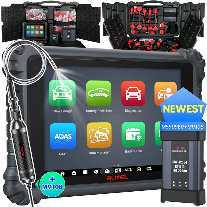Autel Maxisys MS909EV Intelligent EV Diagnostics Scanner with MaxiFlash VCI/J2534, High-Voltage System & Battery Pack Diagnostics, ECU Programming & Coding, Topology 2.0, 40+ Services, Same as Autel Ultra EV, Limited-time Free MSOAK Scope