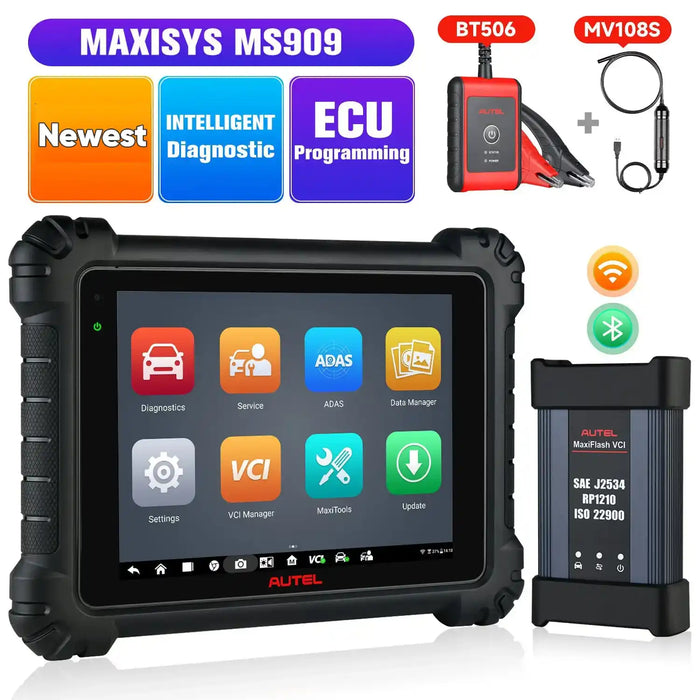 Autel MaxiSys MS909 Diagnostic Scanner with MaxiFlash VCI, J2534 ECU Programming & Coding, Bi-Directional Control, 36+ Special Services, Same as Ultra/ MS919, Free MSOAK Scope