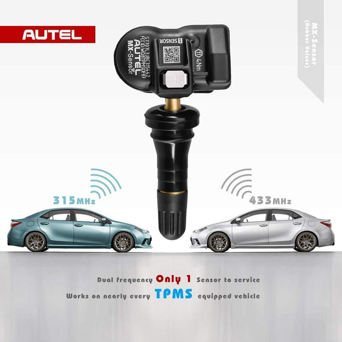 Autel MX-Sensor 433MHz & 315MHz 2in1 Sensor Universal Programmable TPMS Sensor Rubber Valve Clamp In