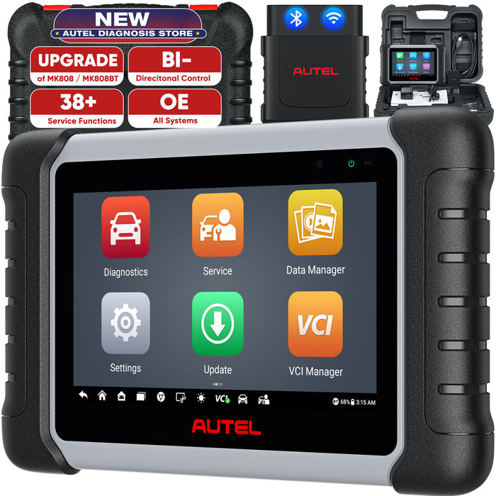 Autel MaxiCOM MK808BT PRO OBD2 Diagnostic Tool Full Bi-directional Control Scanner, All System Diagnostics, 38+ Services, FCA Autoauth, Upgraded Ver. Of MK808BT/MK808/MX808 Scanner