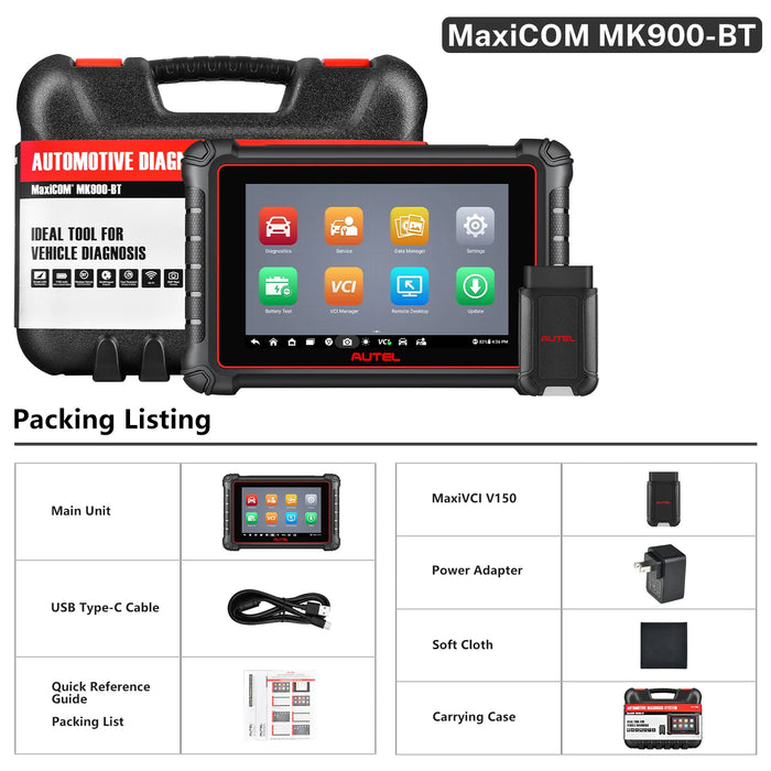Autel MaxiCOM MK900BT MK900-BT Automotive Full System Diagnostic Scanner with Android 11.0, Bi-Directional Control, 40+ Services, Upgraded Ver. Of MK808BT/MK808BT PRO Scanner