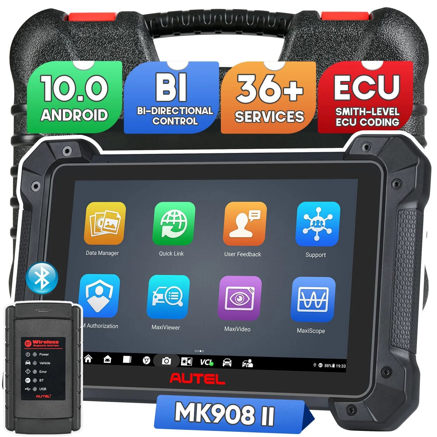 Autel MaxiCOM MK908 II 2025, OE-Level Full Systems Diagnostic Tool With Advanced ECU Coding, Support Bi-Directional Control, 36+ Maintenance Services, AutoScan 2.0, Upgraded Version of Autel MK908/MS908