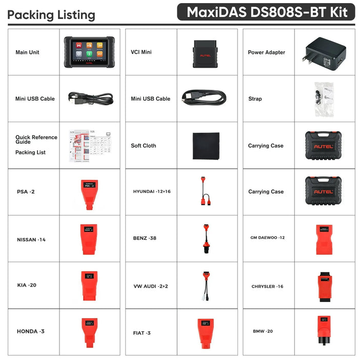 Autel MaxiDAS DS808S-BT KIT Full System Diagnostic Scanner with OBDII Adapters, Android 11, Bi-Directional Control, Advanced ECU Coding as MS906 Pro, Upgraded Ver. of DS808/MP808