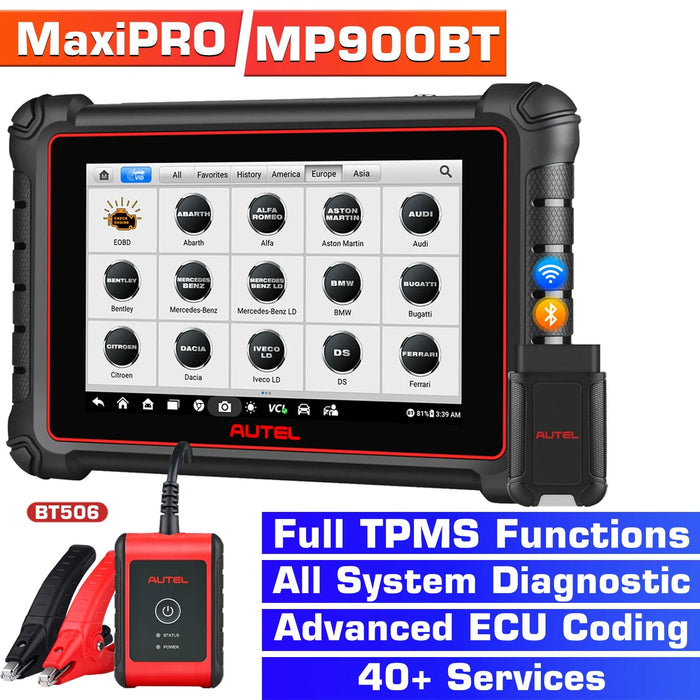 2025 Autel MaxiPRO MP900BT / MP900Z-BT Diagnostic Scanner OBD2 Tablet Tool, 8'' Screen Advanced ECU Coding, OE-Level System Diagnostic, Pre & Post Scan, DoIP CAN FD Protocols Supported, Upgraded Ver. Of MP808BT PRO