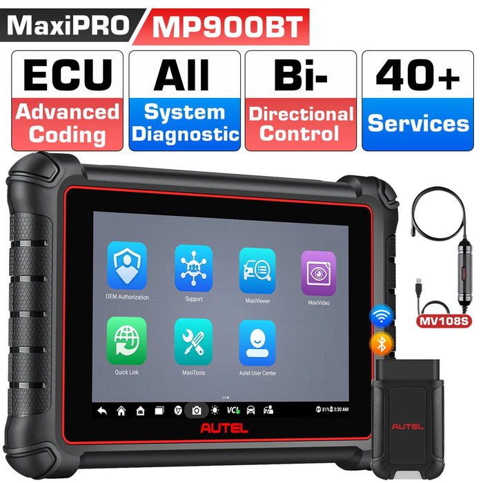 2025 Autel MaxiPRO MP900BT / MP900Z-BT Diagnostic Scanner OBD2 Tablet Tool, 8'' Screen Advanced ECU Coding, OE-Level System Diagnostic, Pre & Post Scan, DoIP CAN FD Protocols Supported, Upgraded Ver. Of MP808BT PRO