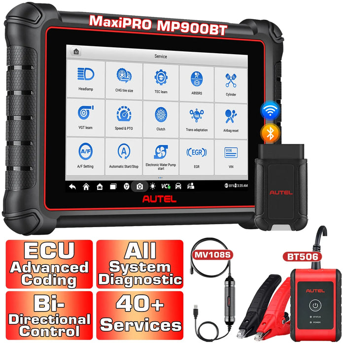 2025 Autel MaxiPRO MP900BT / MP900Z-BT Diagnostic Scanner OBD2 Tablet Tool, 8'' Screen Advanced ECU Coding, OE-Level System Diagnostic, Pre & Post Scan, DoIP CAN FD Protocols Supported, Upgraded Ver. Of MP808BT PRO