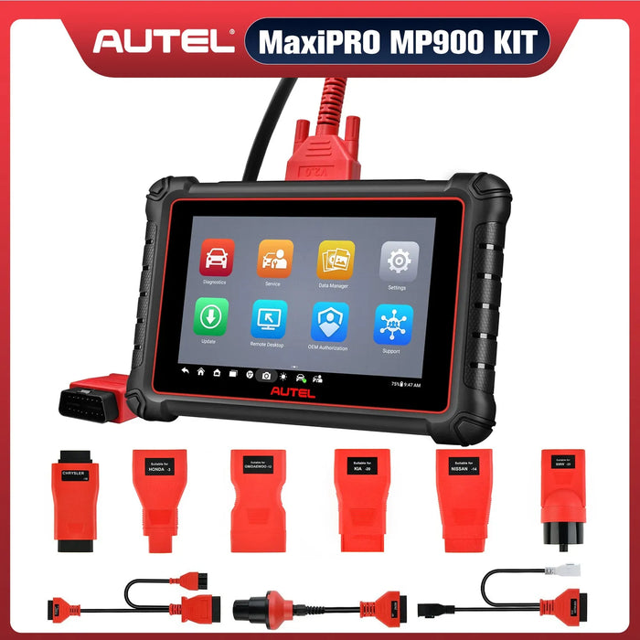 Autel MaxiPRO MP900 / MP900E KIT Automotive Diagnostic Scan Tool with OBDII Adapters, All System Diagnostic, 2025 Newest DoIP/CAN FD, ECU Coding 40+ Services, Active Test, Upgraded of MP808S KIT/MP808BT PRO KIT