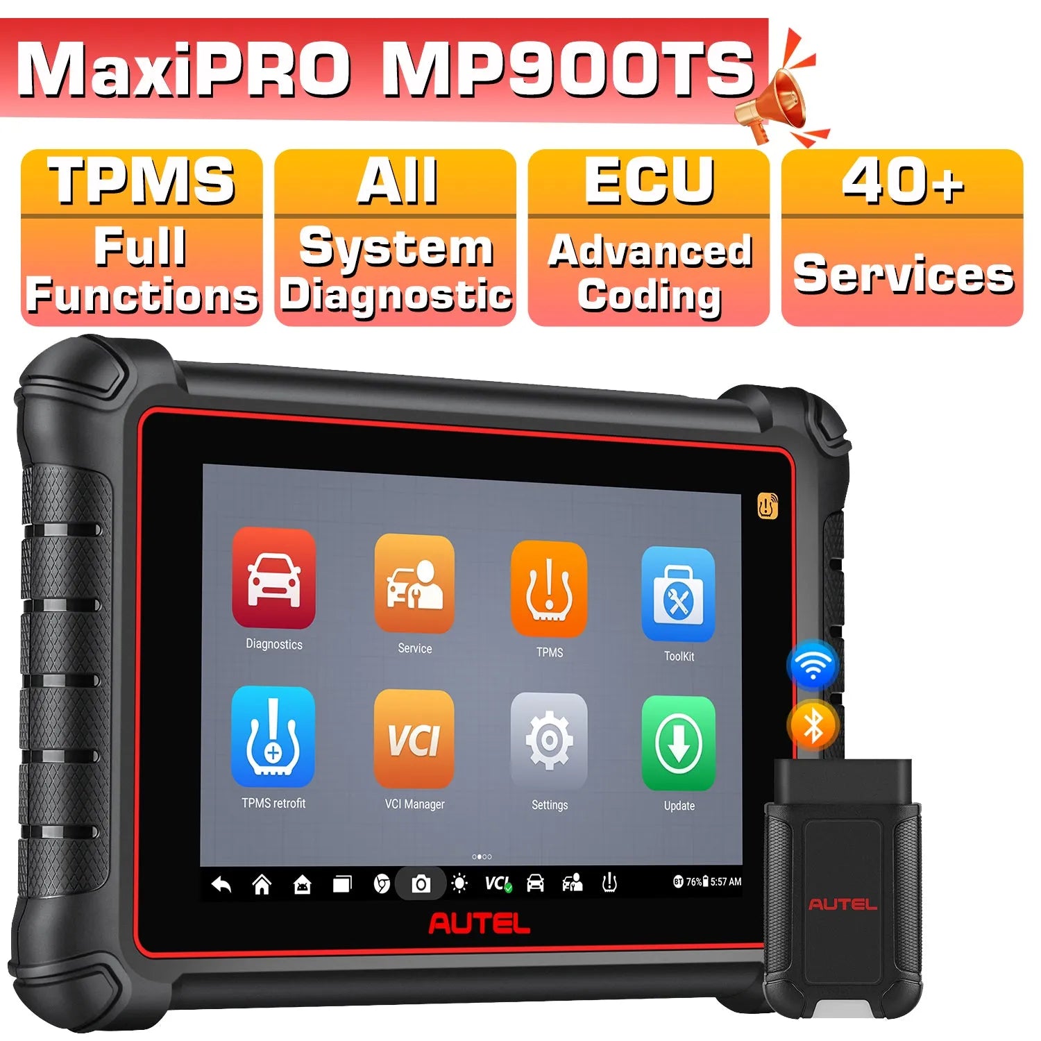 Autel MaxiPRO MP900TS Advanced TPMS Relearn Reset Programming Tool Diagnostic Scanner, 8'' Screen All System Diagnostic, Pre & Post Scan, DoIP CAN FD Protocols Supported, Upgraded Ver. Of MP808Z-TS/MP808TS