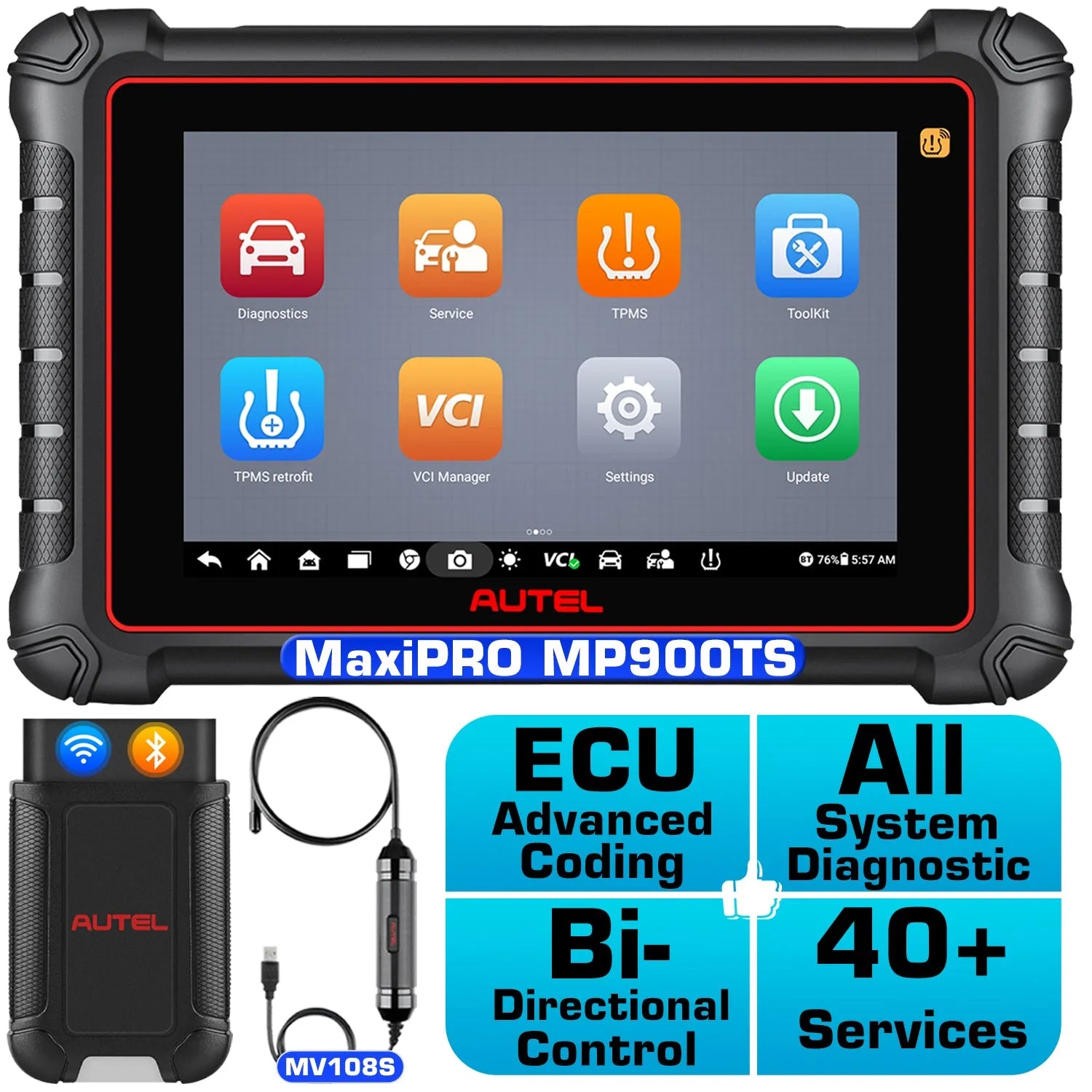 Autel MaxiPRO MP900TS Advanced TPMS Relearn Reset Programming Tool Diagnostic Scanner, 8'' Screen All System Diagnostic, Pre & Post Scan, DoIP CAN FD Protocols Supported, Upgraded Ver. Of MP808Z-TS/MP808TS