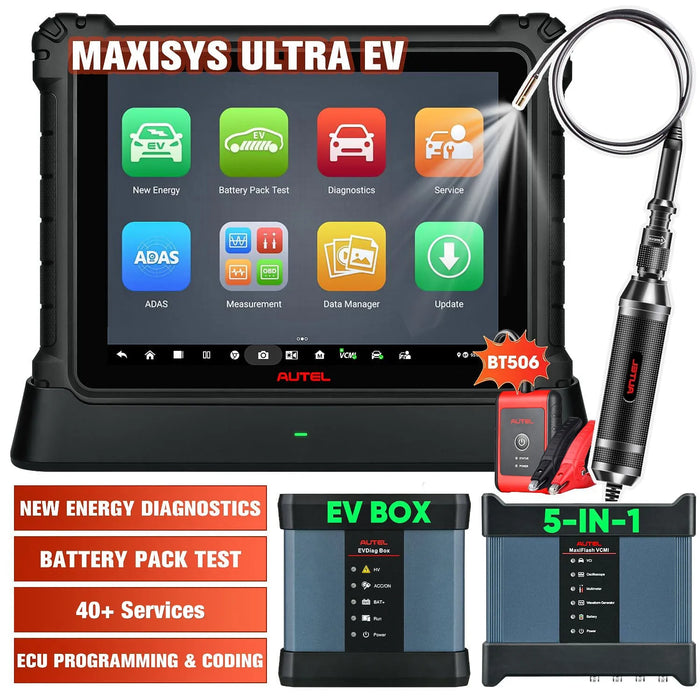 Autel Maxisys Ultra EV (Global Version) Electric Car Diagnostic Scanner, High-Voltage System Diagnose & Battery Pack Test, Online ECU Programming / Coding, Topology Map, 40+ Services, Limited-time Free MSOAK Scope