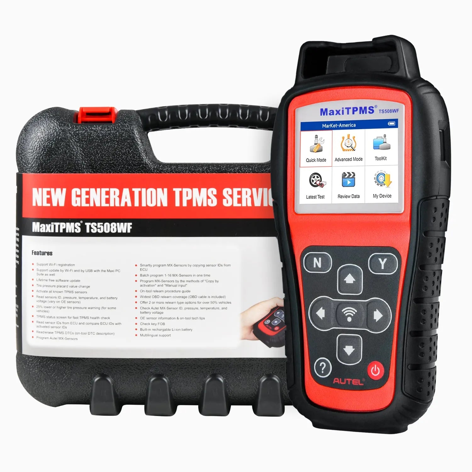Autel MaxiTPMS TS508WF Advanced TPMS Service Tool With Wi-Fi Updates, Program MX-Sersors 315/433MHz, Relearn/Activate All Sensors