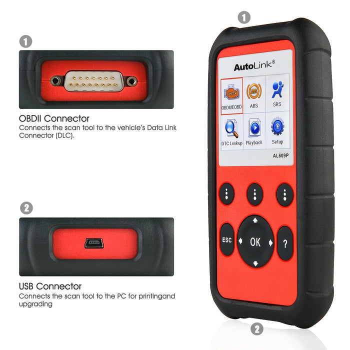 Autel AutoLink AL609P OBD2 Code Reader ABS Airbag Scan Tool