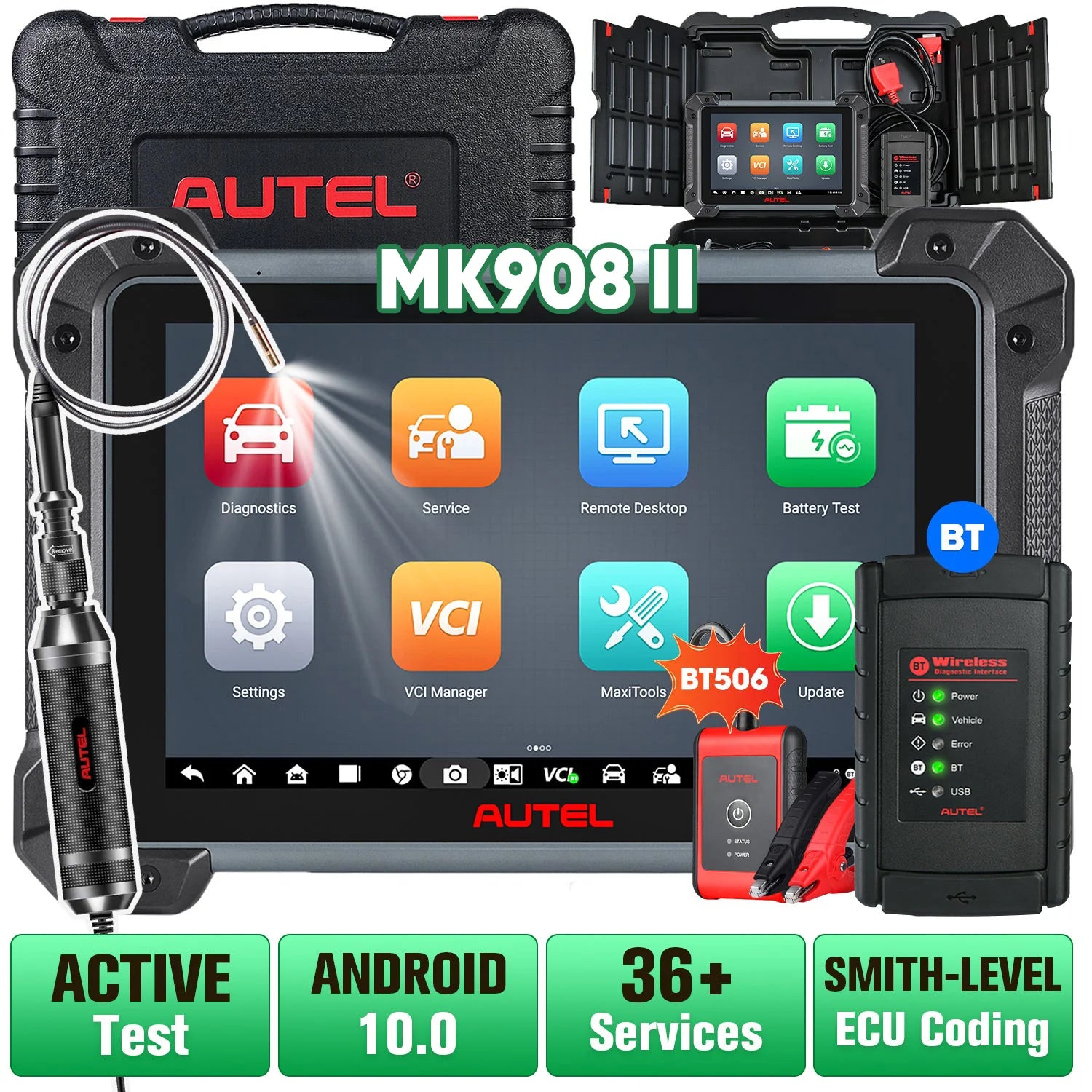 Autel MaxiCOM MK908 II 2025, OE-Level Full Systems Diagnostic Tool With Advanced ECU Coding, Support Bi-Directional Control, 36+ Maintenance Services, AutoScan 2.0, Upgraded Version of Autel MK908/MS908