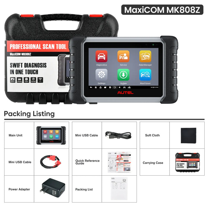 Autel MaxiCOM MK808S/MK808Z | Automotive Diagnostic Scanner | All System Diagnostics | 28+ Reset Service | 3000+ Active Test | NO IP Limitation | 2025 Upgraded of MK808/MX808