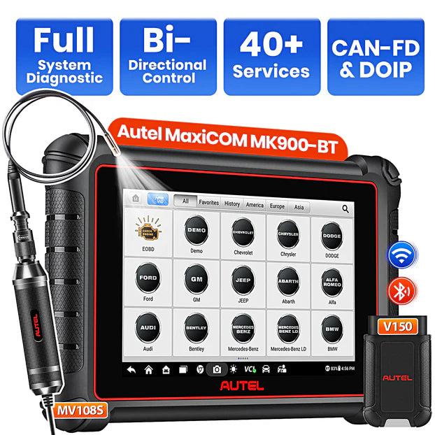 Autel MaxiCOM MK900BT MK900-BT Automotive Full System Diagnostic Scanner with Android 11.0, Bi-Directional Control,DoIP/CAN FD, 40+ Services, Upgraded Ver. Of MK808BT/MK808BT PRO Scanner