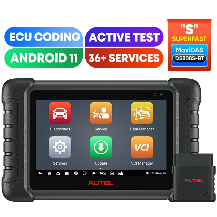 Autel MaxiDAS DS808S-BT OBD2 Diagnostic Scanner with Android 11, Advanced ECU Coding, Bi-Directional Control, Support Multi-Language, 36+ Services, Upgraded Ver. Of DS808/MP808