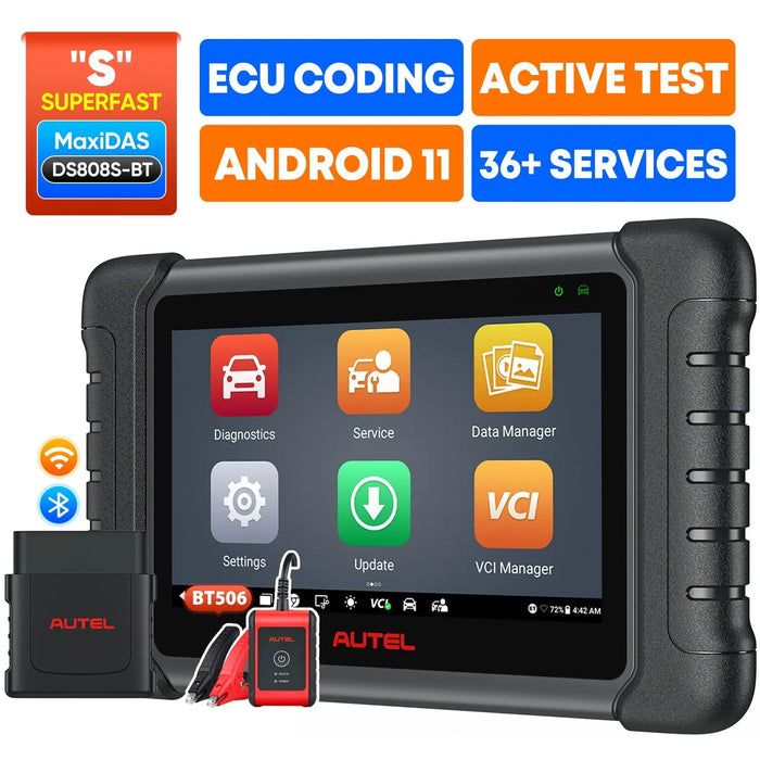 Autel MaxiDAS DS808S-BT OBD2 Diagnostic Scanner with Android 11, Advanced ECU Coding, Bi-Directional Control, Support Multi-Language, 36+ Services, Upgraded Ver. Of DS808/MP808