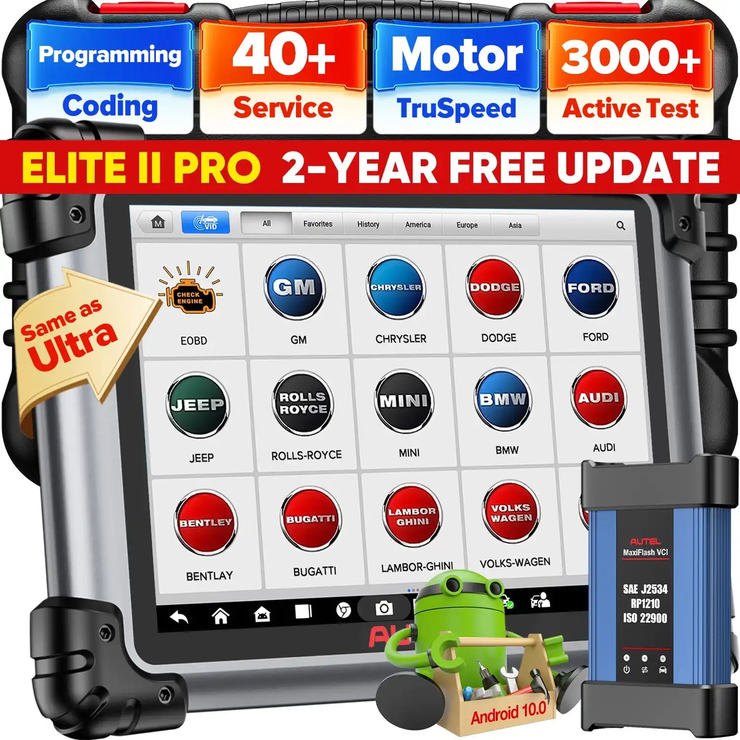 【2-Year Free Update】Autel Maxisys Elite II Pro Diagnostic Tool, ECU Programming&Coding,  Auto Scan 2.0, Full-System Dignostics, Bi-Directional Controls Scanner With MaxiFlash VCI, 38+ Services, Upgrade Of Maxisys Elite/Elite II/MS908 PRO