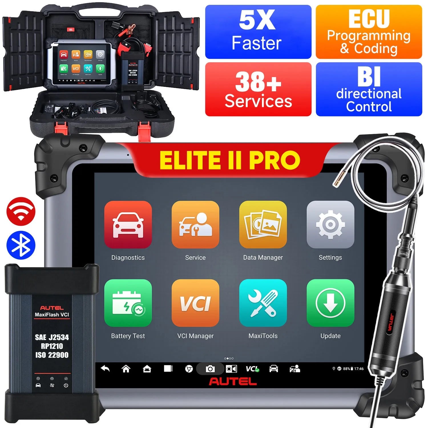 【2-Year Free Update】Autel Maxisys Elite II Pro Diagnostic Tool, ECU Programming&Coding,  Auto Scan 2.0, Full-System Dignostics, Bi-Directional Controls Scanner With MaxiFlash VCI, 38+ Services, Upgrade Of Maxisys Elite/Elite II/MS908 PRO