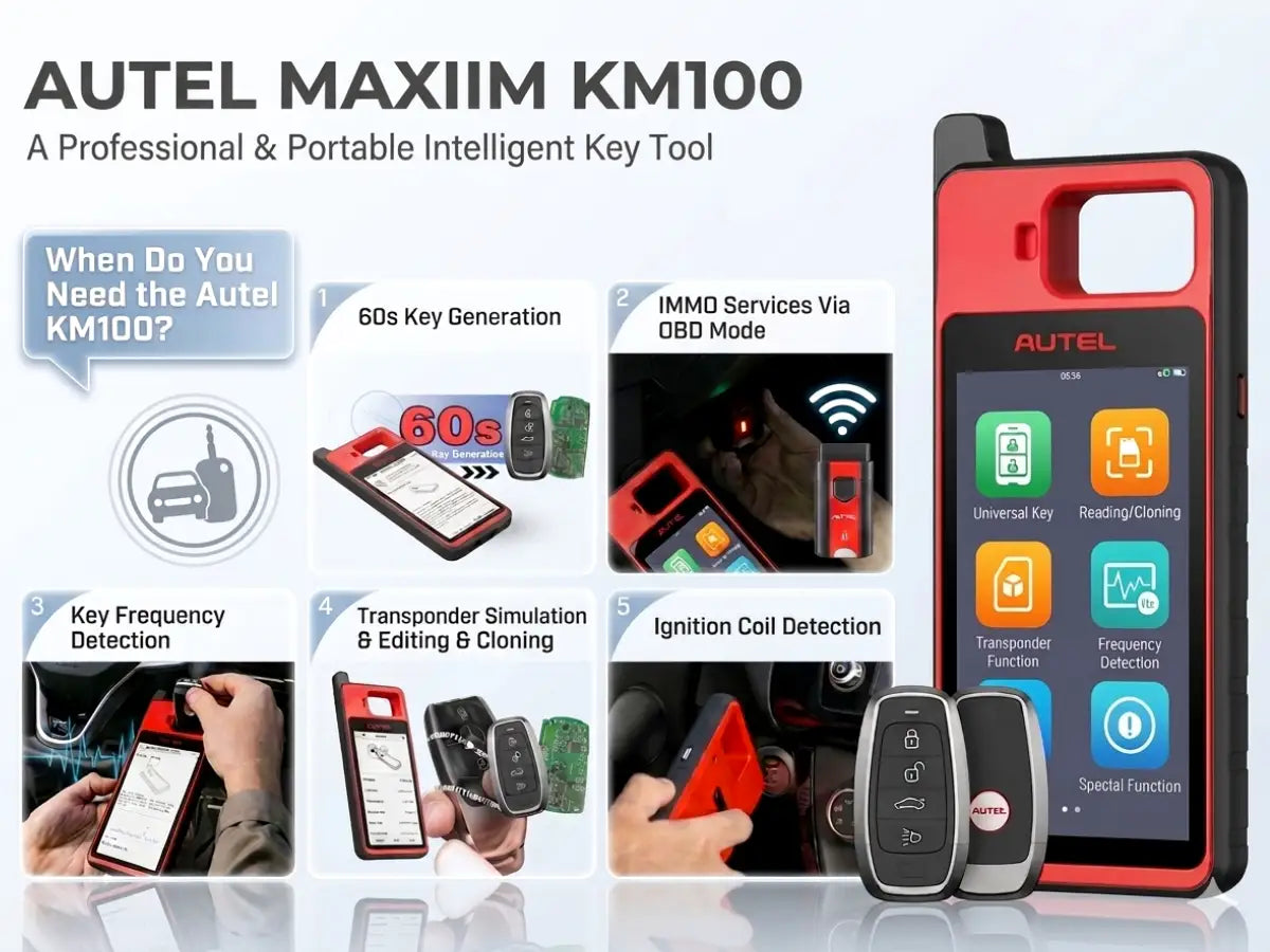 Autel MaxiIM KM100X Key Programmer for Car Key Programming, Key Addition and Lost Key Replacement Across 700+ Vehicle Models Including Toyota, Honda and Nissan