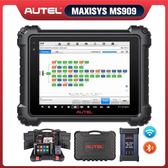 Autel MaxiSys MS909 Diagnostic Scanner with MaxiFlash VCI, J2534 ECU Programming & Coding, Bi-Directional Control, 36+ Special Services, Same as Ultra/ MS919, Free MSOAK Scope