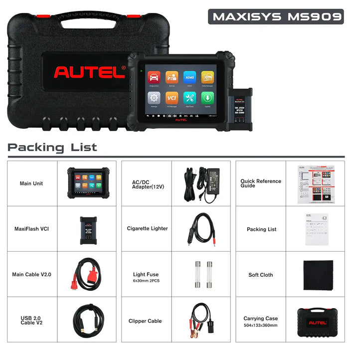 Autel MaxiSys MS909 Diagnostic Scanner with MaxiFlash VCI, J2534 ECU Programming & Coding, Bi-Directional Control, 36+ Special Services, Same as Ultra/ MS919, Free MSOAK Scope