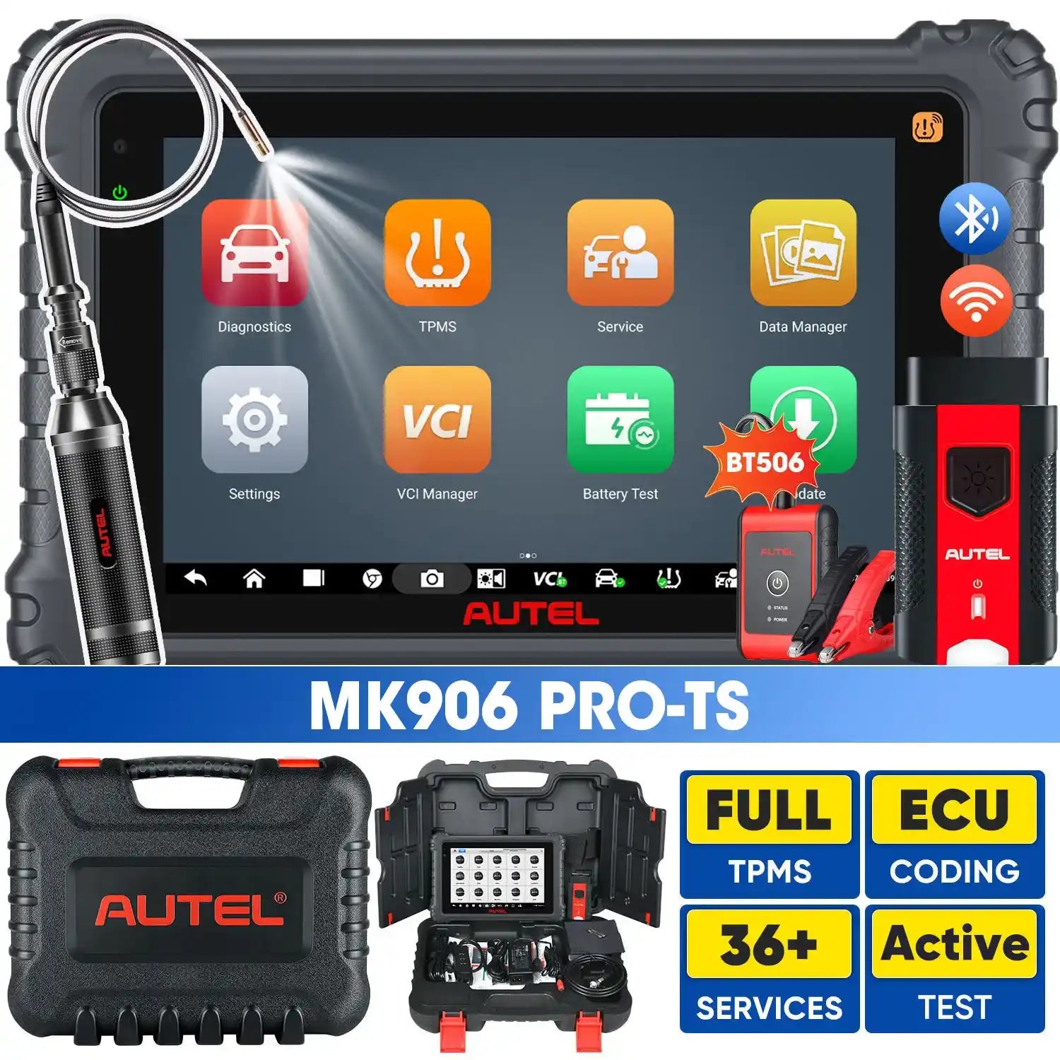 MaxiCOM MK906S Pro2-TS / MK906 Pro2-TS Autel Scanner with TPMS Functions ECU Coding, Bi-directional Control, Upgraded MK906Pro TS / MK906S Pro TS