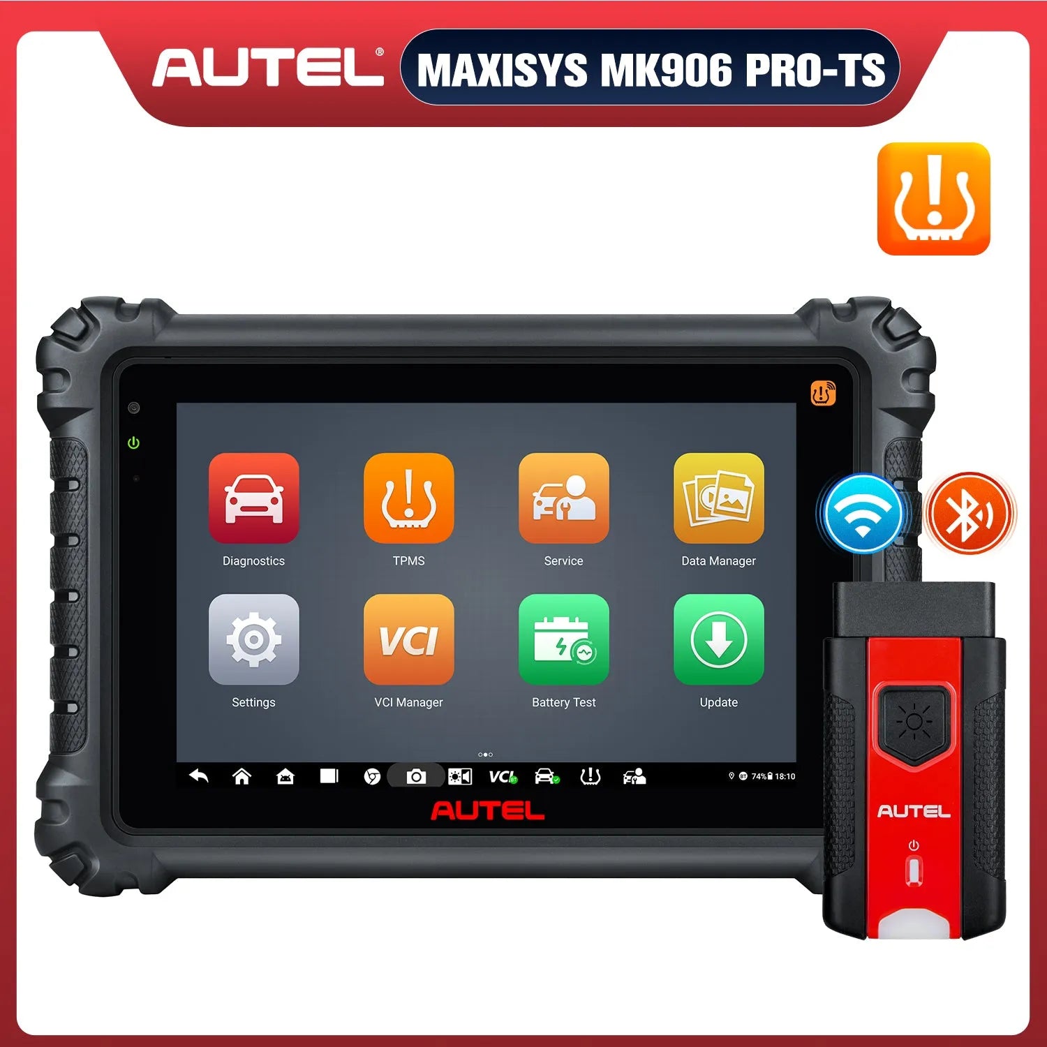 MaxiCOM MK906S Pro2-TS / MK906 Pro2-TS Autel Scanner with TPMS Functions ECU Coding, Bi-directional Control, Upgraded MK906Pro TS / MK906S Pro TS