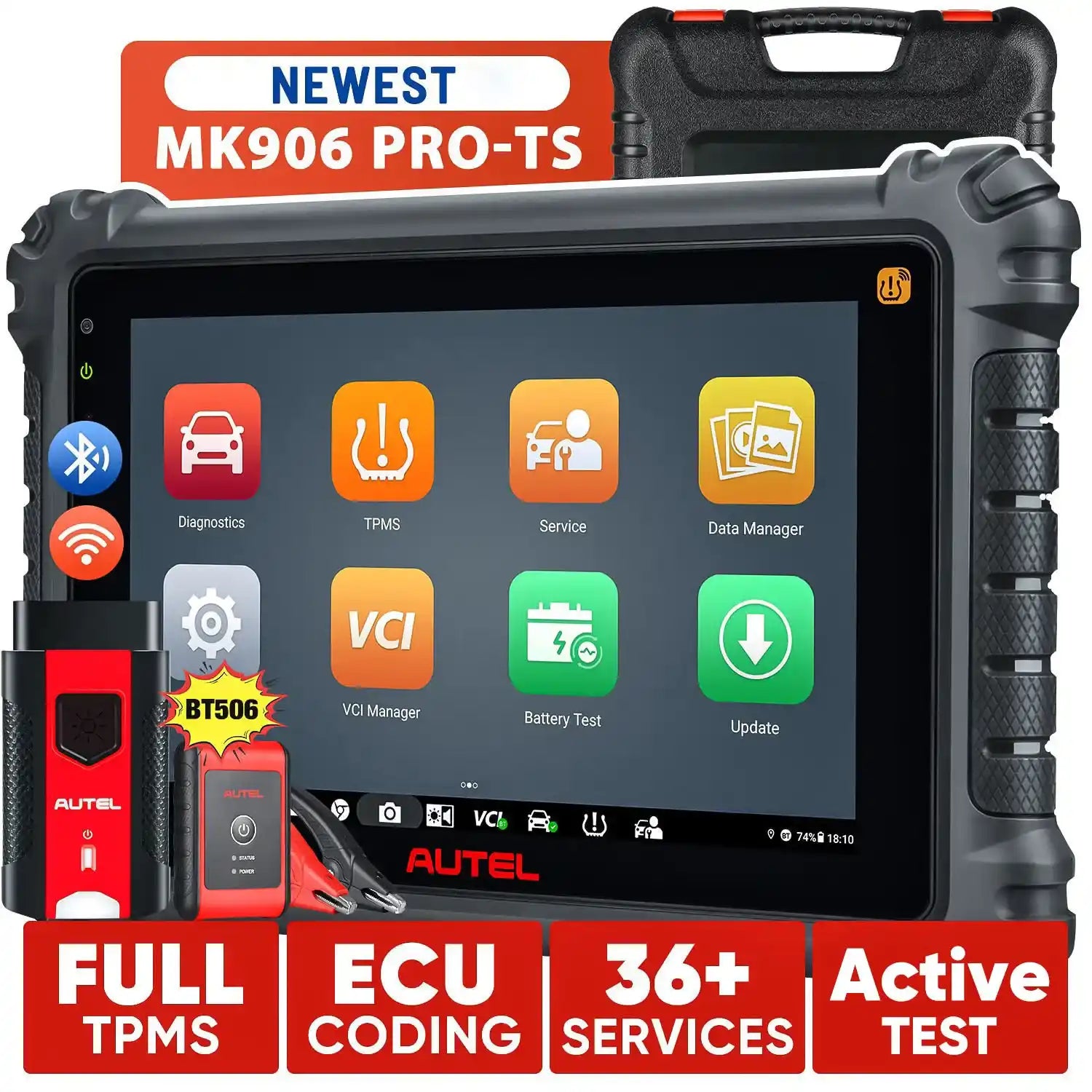 MaxiCOM MK906S Pro2-TS / MK906 Pro2-TS Autel Scanner with TPMS Functions ECU Coding, Bi-directional Control, Upgraded MK906Pro TS / MK906S Pro TS