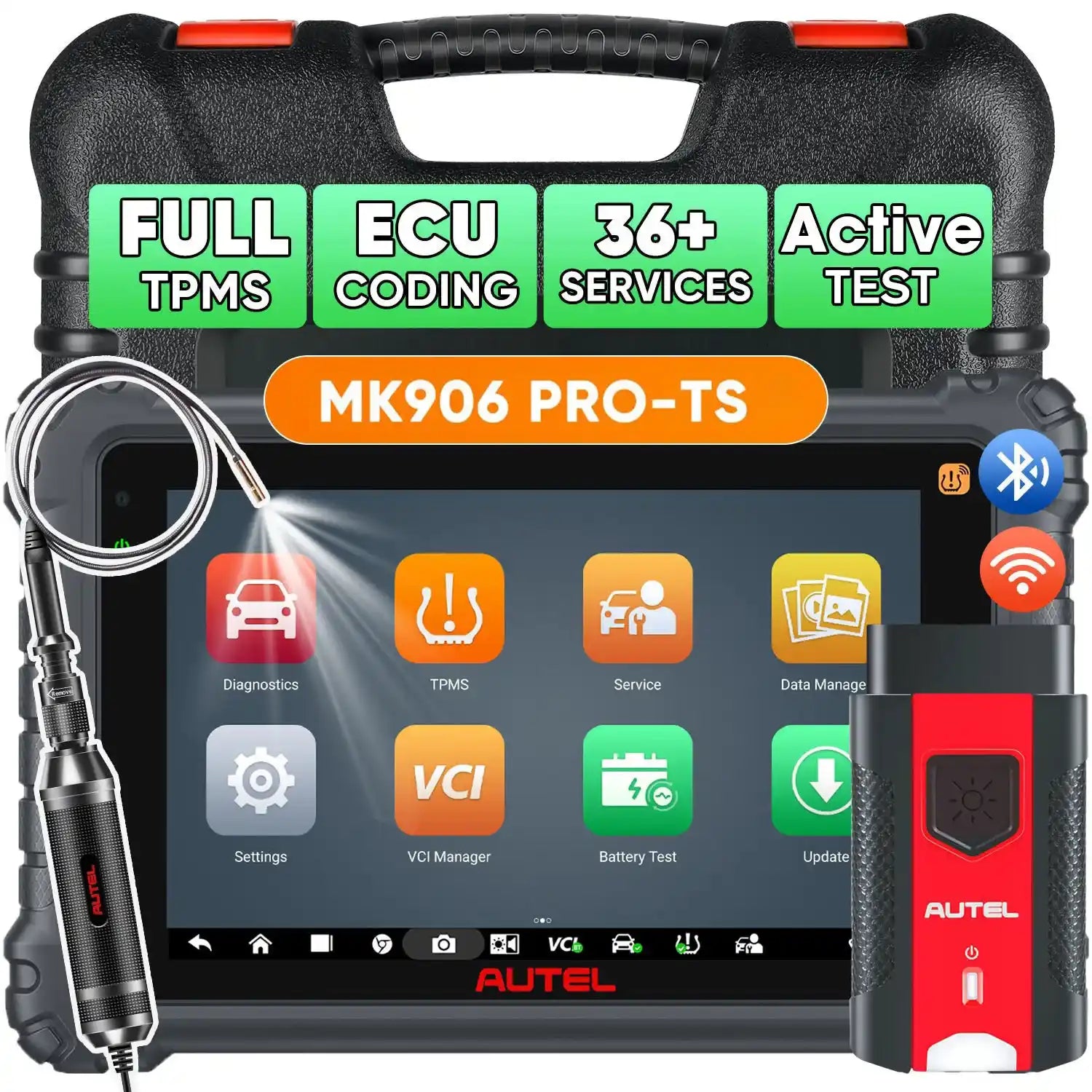 MaxiCOM MK906S Pro2-TS / MK906 Pro2-TS Autel Scanner with TPMS Functions ECU Coding, Bi-directional Control, Upgraded MK906Pro TS / MK906S Pro TS