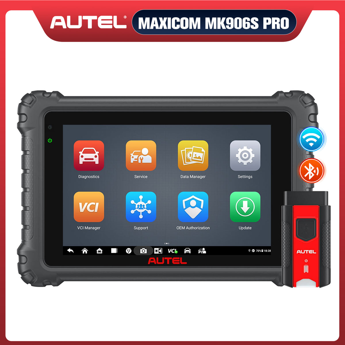 Autel MaxiSys MS906BT OBD2 Scanner: Function as MaxiCOM MK906 PRO MS906  with OE-level ECU Coding， Active Test， 36+ Service， All System Diagnosis，  直売特注