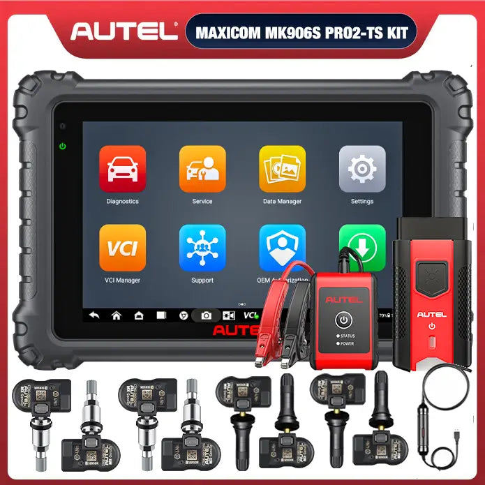 Autel MaxiCOM MK906 Pro2-TS / MK906S Pro2-TS Full Kit with Autel MV108S & BT506, Full TPMS Functions, Advanced ECU Coding, Bi-Directional Control, Auto Scan 2.0, 36+ Services, Plus 4PCS Metal MX-Sensor & 4PCS Rubber MX-Sensor