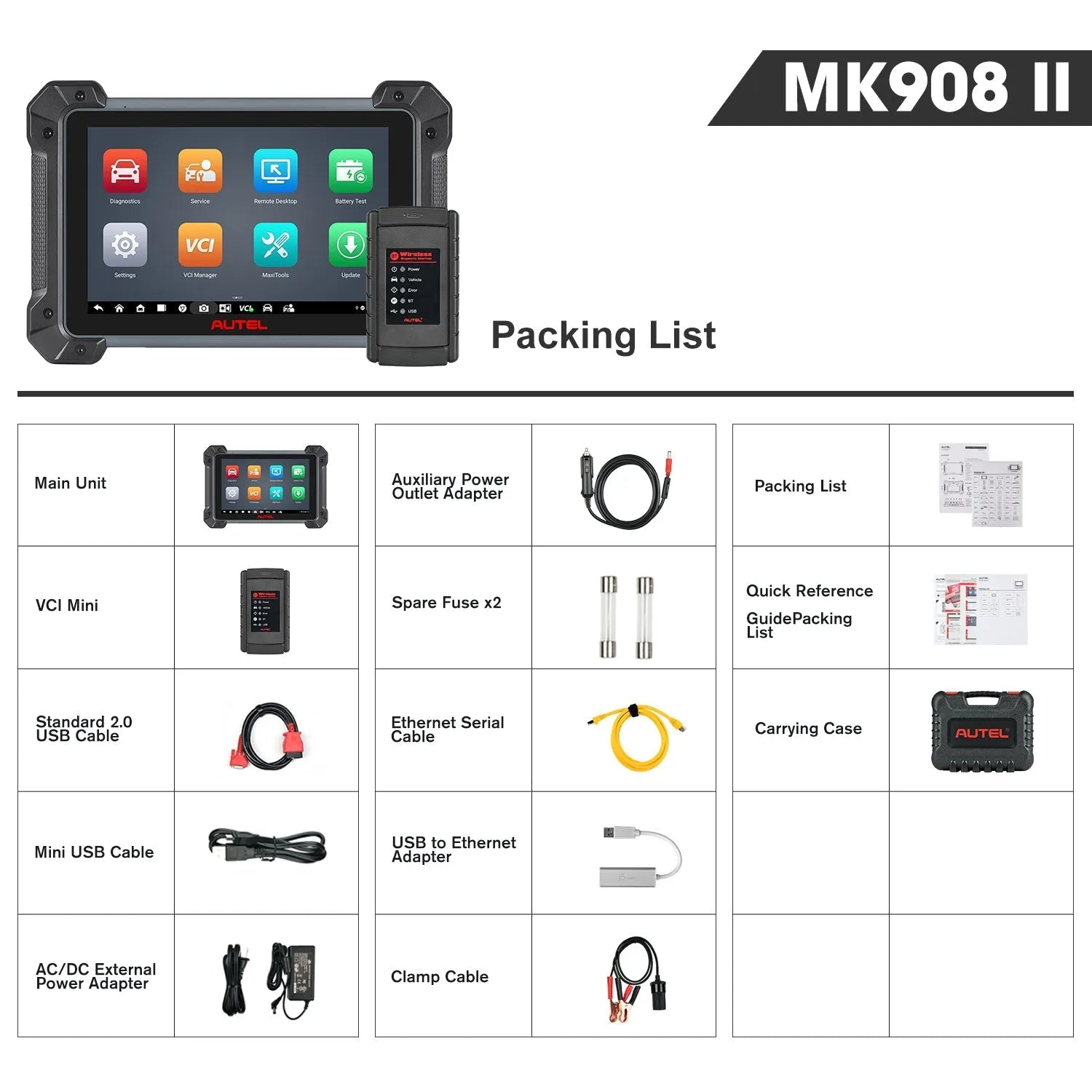 Autel MaxiCOM MK908 II 2025, OE-Level Full Systems Diagnostic Tool With Advanced ECU Coding, Support Bi-Directional Control, 36+ Maintenance Services, AutoScan 2.0, Upgraded Version of Autel MK908/MS908