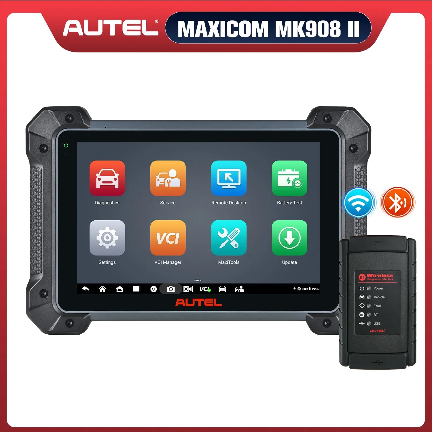 Autel MaxiCOM MK908 II 2025, OE-Level Full Systems Diagnostic Tool With Advanced ECU Coding, Support Bi-Directional Control, 36+ Maintenance Services, AutoScan 2.0, Upgraded Version of Autel MK908/MS908