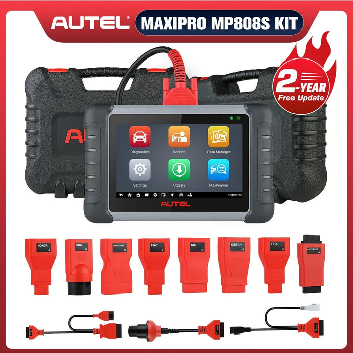 【2-Year Free Update】Autel MaxiPro MP808S Kit Automotive Diagnostic Scan Tool with Bi-directional Control and Full Set Conneter Same as DS808k (Upgraded Ver. of MP808/MP808K)