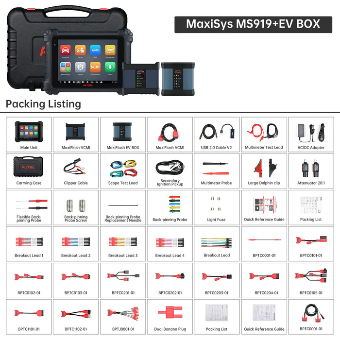 Autel Maxisys MS919EV Intelligent EV Diagnostics Scanner, ECU Programming & Coding, Topology Map 2.0, 40+ Services, MaxiFlash VCMI, High-Voltage System, Battery Pack Diagnostics, Same as Autel Ultra EV
