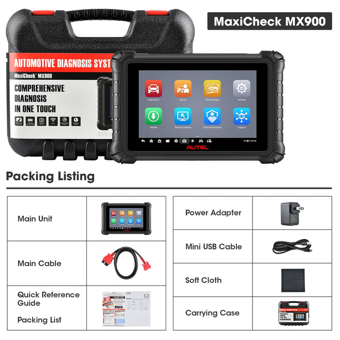 Autel MaxiCheck MX900 OBD2 All System Diagnostic Scanner 2025, Upgraded Ver. of MX808 MK808 MK808Z, Bi Directional Control, 10000+ Vehicles, DoIP/CAN FD Protocol, Pre & Post Scan, Same Function as Autel MK900