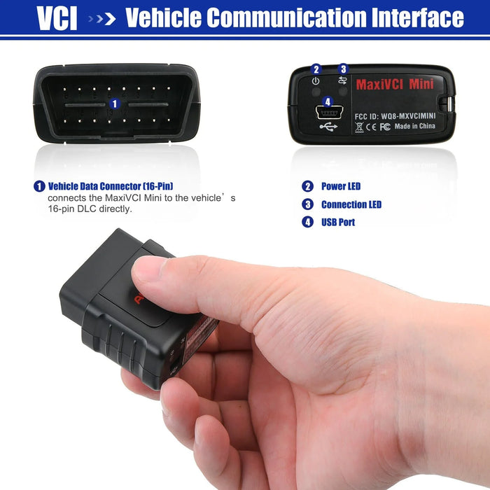 Autel MaxiVCI Mini VCI Mini Bluetooth Diagnostic Interface, 2025 Newest Vehicle Wireless Dongle, Work with Autel Scanner MK808BT MP808BT MP808BT Pro MX808TS MK808TS MK808S-TS MP808TS MP808S-TS