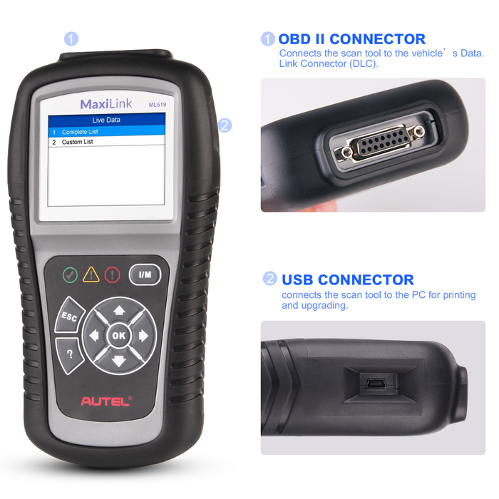 Autel MaxiLink ML519 OBD2 code reader interface